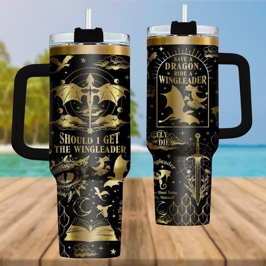 Fourth Wing Dragons 40oz Tumbler, Dragons Tumbler Engraved 40oz, Dragon Bonded Quotes, Fantasy Reader Gift Cup, Tumbler Gift