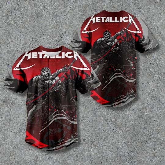 3D Grim Reaper Baseball Jersey: Gothic Rock Style, Heavy Metal Concert Shirt