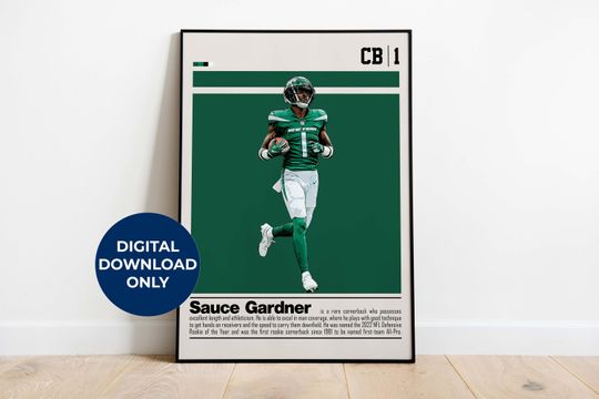 Discover Sauce Gardner Poster for Sports Fan Wall Art for Football Fans Modern Sports Decor for Bedroom & Office Wall Art