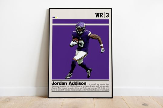 Poster of Jordan Addison Poster for Sports Fan Wall Art for Football Fans Modern Sports Decor for Bedroom & Office Wall Art