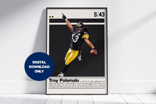 Discover Troy Polamalu Poster for Sports Fan Wall Art for Football Fans Modern Sports Decor for Bedroom & Office Wall Art