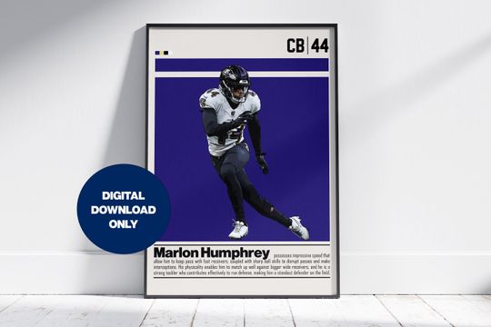 Discover Marlon Humphrey Poster for Sports Fan Wall Art for Football Fans Modern Sports Decor for Bedroom & Office Wall Art
