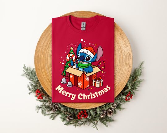 Discover Stitch Christmas Shirt, Cute Holiday Candy Cane Tee, Funny Xmas Gift T-Shirt for Women Men Kids, Merry Christmas Cartoon