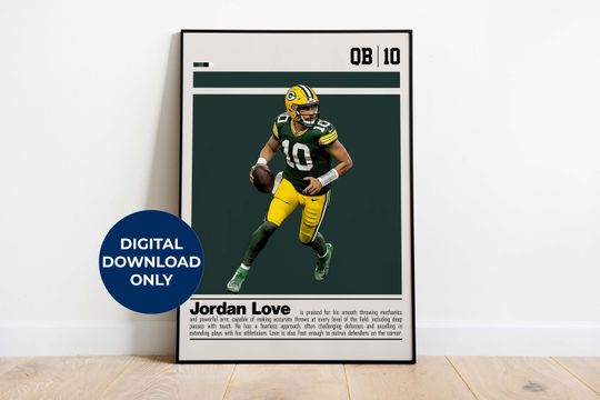 Discover Jordan Love Digital Poster for Sports Fan Wall Art for Football Fans Modern Sports Decor for Bedroom & Office Digital Wall Art