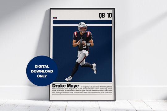 Discover Drake Maye Digital Poster for Sports Fan Wall Art for Football Fans Modern Sports Decor for Bedroom & Office Digital Wall Art