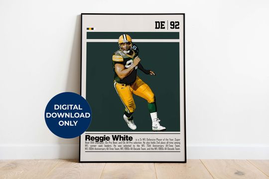Discover Reggie White Digital Poster for Sports Fan Wall Art for Football Fans Modern Sports Decor for Bedroom & Office Digital Wall Art