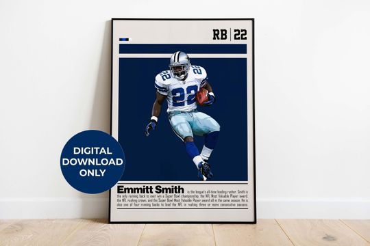 Discover Emmitt Smith Digital Poster for Sports Fan Wall Art for Football Fans Modern Sports Decor for Bedroom & Office Digital Wall Art