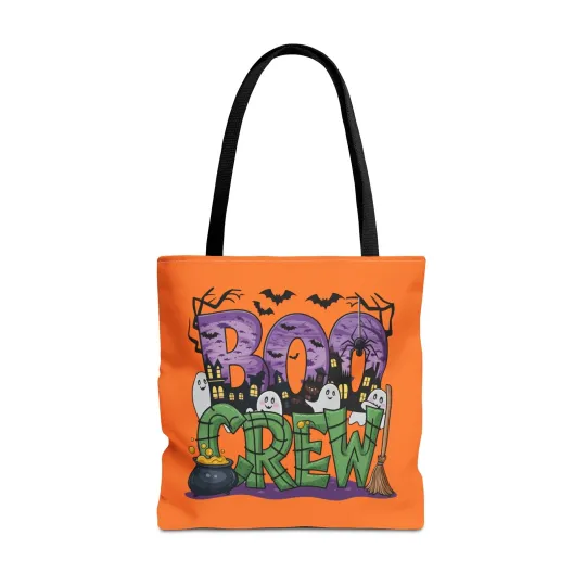 Boo Crew Halloween Orange Tote Bag (AOP)