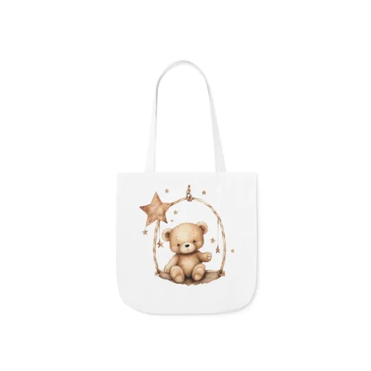 Discover Brown Teddy Bear Polyester Canvas Tote Bag (AOP)