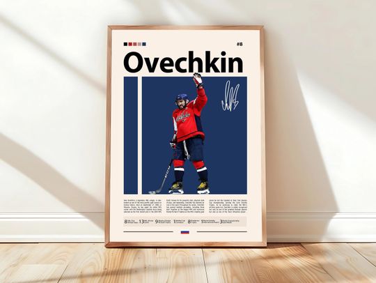 Discover Alexander Ovechkin Poster, Washington Poster, Hockey Poster, Sports Poster, Mid-Century Modern, Sports Bedroom Posters