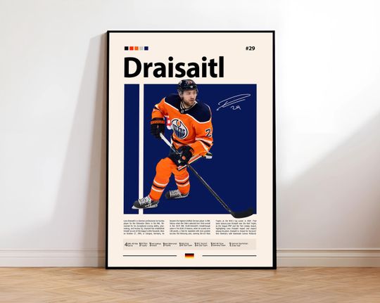 Discover Leon Draisaitl Poster, Edmonton Poster, Hockey Poster, Sports Poster, Mid-Century Modern, Sports Bedroom Posters