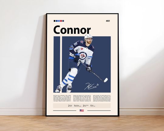 Connor Bedard Poster, Chicago Poster, Hockey Poster, Sports Poster, Mid-Century Modern, Sports Bedroom Posters