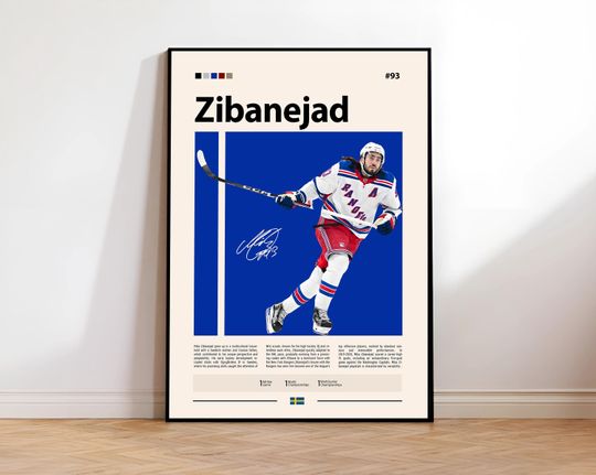 Discover Mika Zibanejad Poster, New York Poster, Hockey Poster, Sports Poster, Mid-Century Modern, Sports Bedroom Posters