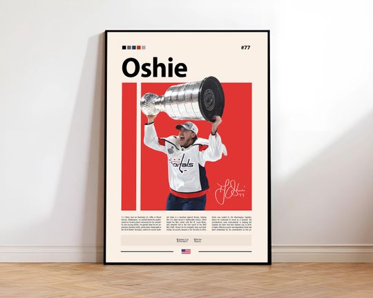 Discover TJ Oshie Poster, Washington Hockey Poster, Sports Poster, Mid-Century Modern, Sports Bedroom Posters