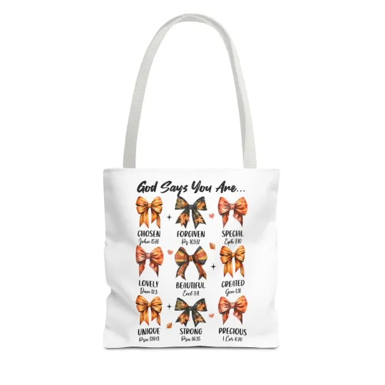 Discover God Says You Are Autumn Coquette Tote Bag