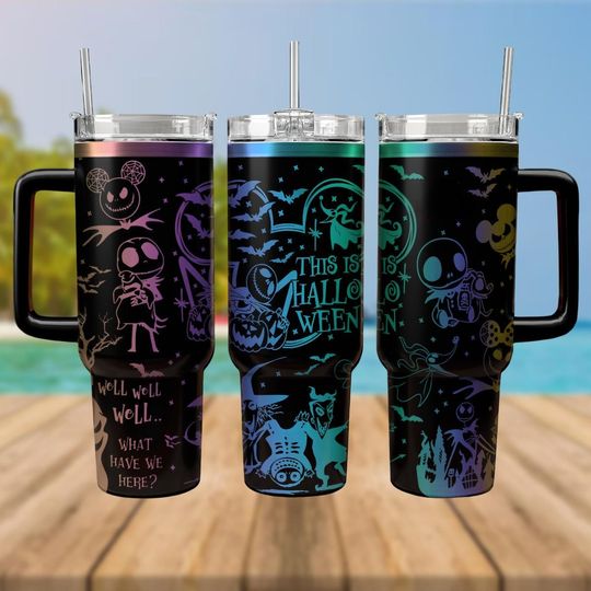 Jack Skellington Engraved Tumbler 40oz, Disney Nightmare Christmas 40oz Tumbler, Trick Or Treat Tumbler, Halloween Cup Gift