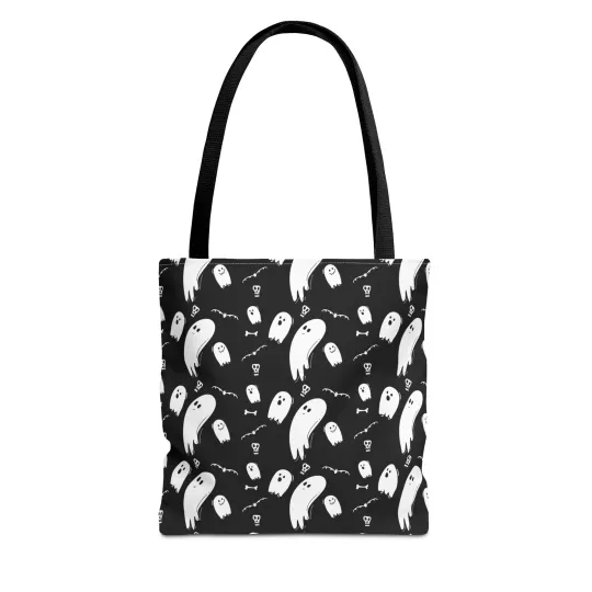 Discover Halloween Tote Bag - Black and White Ghosts