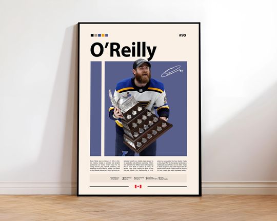 Ryan O'Reilly Poster, Nashville Hockey Poster, Sports Poster, Mid-Century Modern, Sports Bedroom Posters