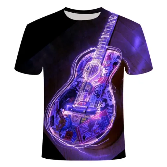 Discover 3D Guitar Art T-Shirt for Women and Men
