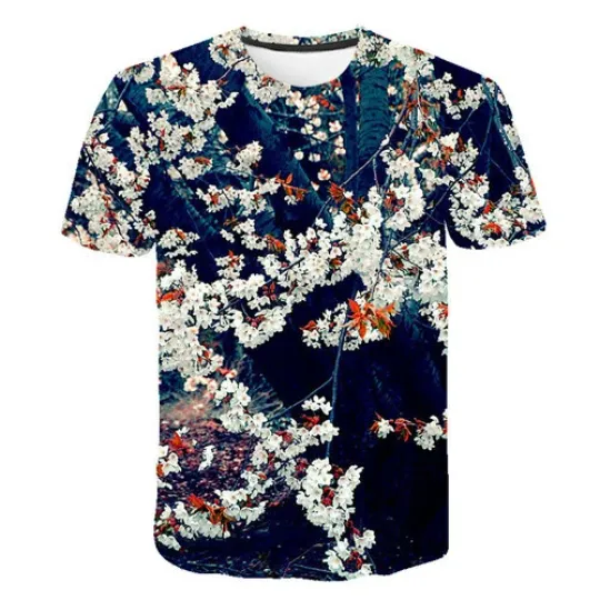 3D Sakura Flower Harajuku Casual T-Shirt