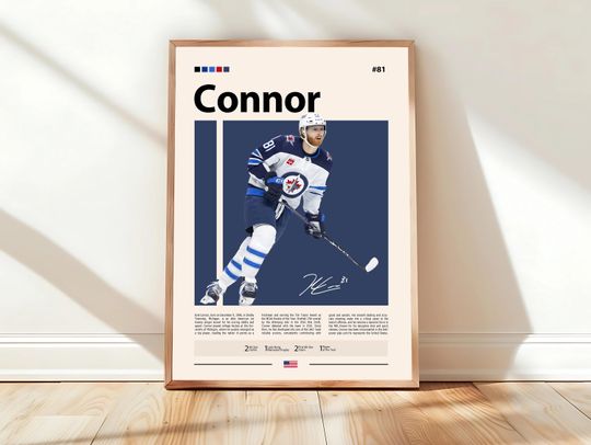 Connor Bedard Poster, Chicago Hockey Poster, Sports Poster, Mid-Century Modern, Sports Bedroom Posters