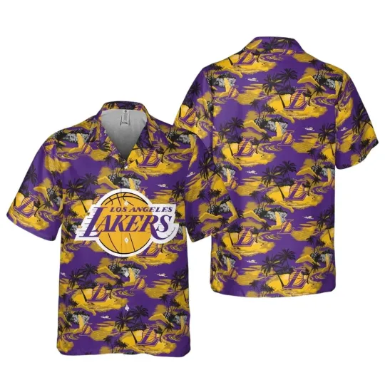 Los Angeles Basketball Team Lakerss Hawaiian Button Down Shirt