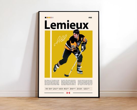 Discover Mario Lemieux Poster, Pittsburgh Hockey Poster, Sports Poster, Mid-Century Modern, Sports Bedroom Posters