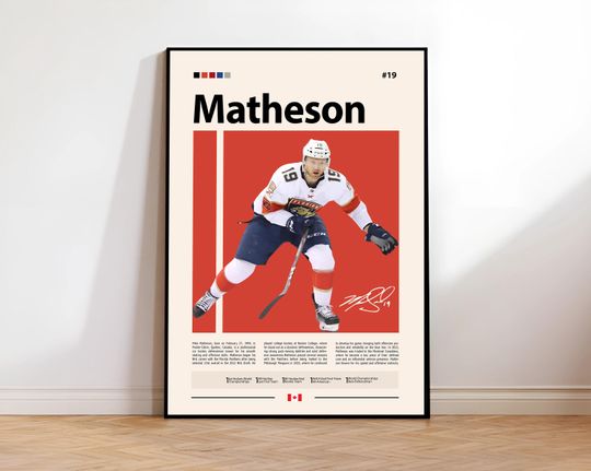 Discover Mike Matheson Poster, Montreal Hockey Poster, Sports Poster, Mid-Century Modern, Sports Bedroom Posters