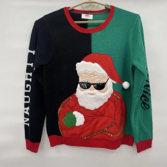 Discover Holiday Time Ugly Christmas Sweater Santa Naughty Nice Sunglasses Medium