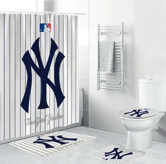 Discover Baseball Team Flag Sport Shower Curtain Bathrom set