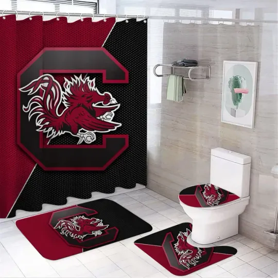 4pcs College Sport South Carolina Shower Curtain Bathroom set