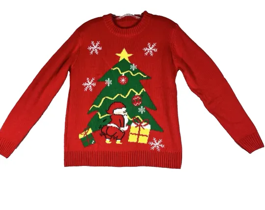 Ugly Christmas Sweater Medium Unisex Santa Tree Presents Funny Party Dancing