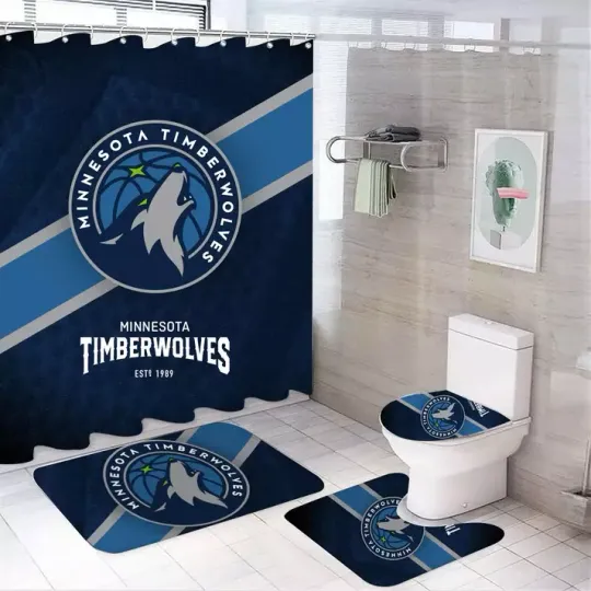 Basketball Sport Timberwolves Shower Curtain Bathroom set
