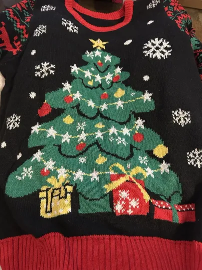 Discover Light up Ugly Christmas Sweater Funny Xmas Pullover with Santa Hat Size L