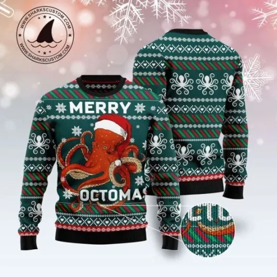 Merry Octomas Ugly Christmas Sweater Noel Gift Ugly Sweater Gift Happy Holiday