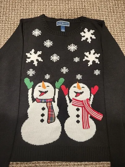 Discover Christmas Sweater Snowmen Snowflakes Ugly Xmas Sweater Women Sz Med