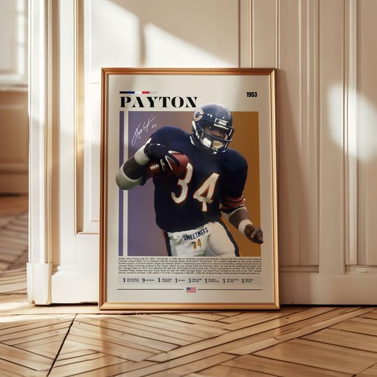Walter Payton Poster, Chicago Bears Poster, football Poster, Sports Poster, football Fans, Football Poster, football Wall Art, Sports Bedroom Posters