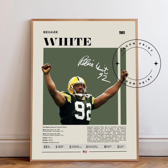 Discover Reggie White Poster, football Football Legend Print, Green Bay Packers Wall Art, Retro Sports Poster, Minimalist Athlete Decor Gift