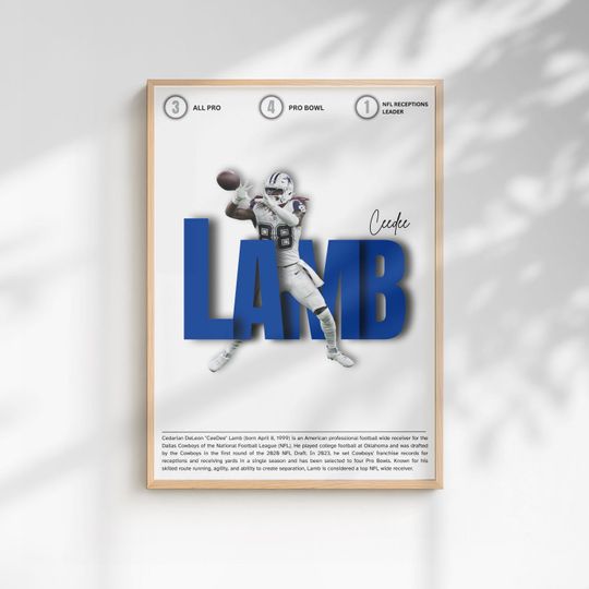 Ceedee Lamb Poster: Dallas Cowboys football Wall Art