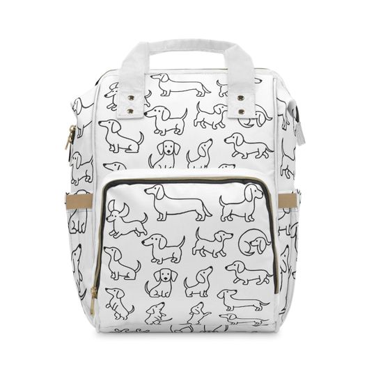 Discover Cute Dog Print Multifunctional Diaper Backpack | Stylish Baby Bag, Pet Parent Gift, Travel Backpack, Durable Nappy Bag