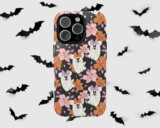 Discover Spooky Floral Mouse Ghost Phone Case: Halloween iPhone, Samsung, Pixel