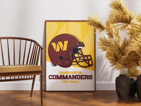 Washington Commanders football Helmet Poster - Vintage Wall Art for Football Fans, Commanders Memorabilia, Man Cave Decor, Sports Themed Room