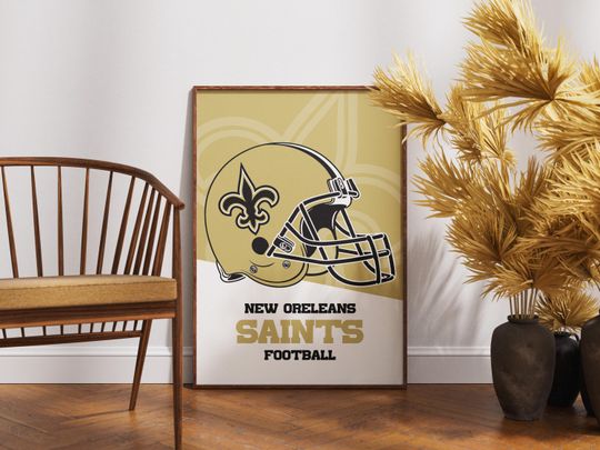 New Orleans Saints football Helmet Poster - Vintage Wall Art for Football Fans, Saints Memorabilia, Man Cave Decor, Sports Themed Room