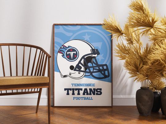 Discover Tennessee Titans football Helmet Poster - Vintage Wall Art for Football Fans, Tennessee Titans Memorabilia, Man Cave Decor, Sports Themed Room