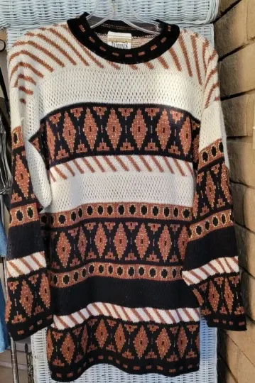 Discover Trimmings Vintage Ugly Christmas Acrylic Metallic Sweater Size L-XL