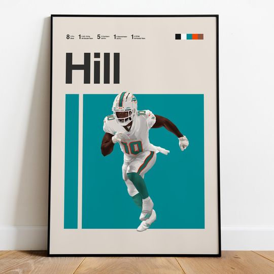 Discover Tyreek Hill Poster  football Wide Receiver Wall Art, American Football Print, Sports Man Cave Decor, Digital Gift for Fans & Collectors