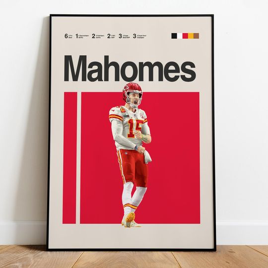 Patrick Mahomes Poster  football Quarterback Wall Art, American Football Print, Sports Man Cave Decor, Digital Gift for Fans & Collectors