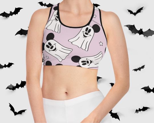 Magical Halloween Ghost Mouse Sports Bra