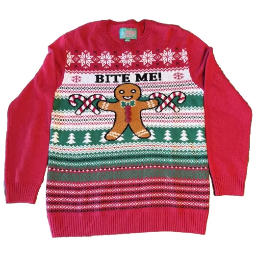Discover Christmas Sweater Ugly Gingerbread Man XL Pompons Great Shape