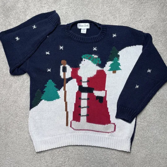 Discover VTG Allison Smith Santa Claus Sweater Womens Large Father Christmas Ugly Party